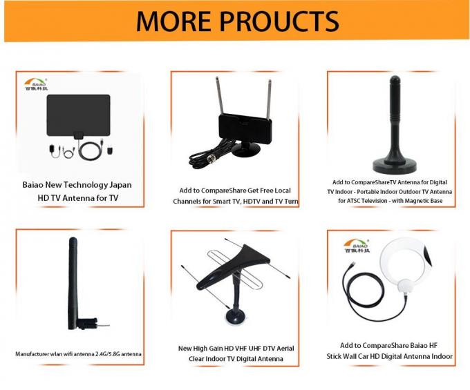 UHF 470 - 862MHz 100 Miles Digital TV Antenna With Magnetic Base 4