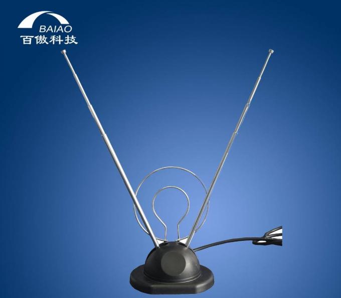 Roundness Telescopic VHF / UHF Amplifier Indoor DVBT Antenna 0