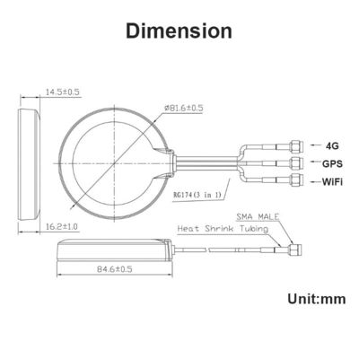 4G wifi GPS 3 in 1 Antenna Outdoor waterproof Combination antenne 3M adhesive base combo aerial external combined antenn