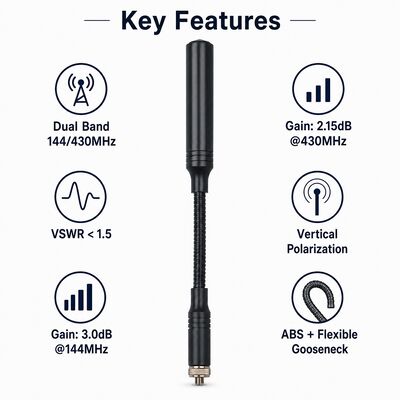 Tactical Boomerang Antenna, Dual Band 144/430MHz Portable Ham Radio Antenna with Optional SMA Interface