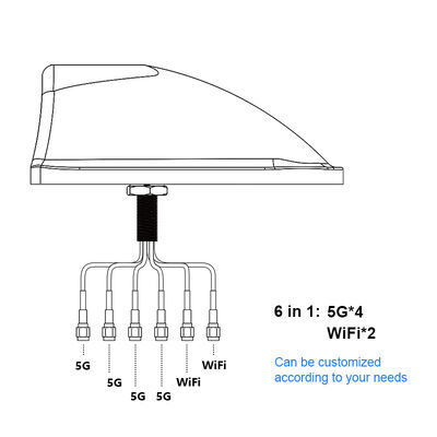 High Performance 5G LTE WiFi 6-in-1 Combo Antenna Outdoor Waterproof Screw Mount Vehicle Antenna with SMA Connector