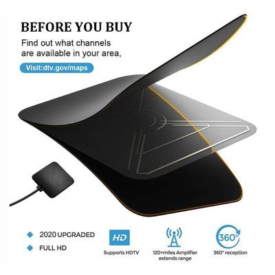 50 Mile Range 4K Hd Digital Tv Antenna Amplified Ultra-Thin Indoor Plate