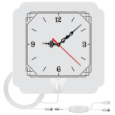 150 Miles Range Support 4K 1080p Indoor Amplifier HDTV Digital Solid Color White  Square Clock Antenna